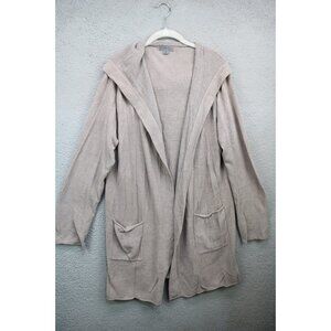 Barefoot Dreams Hooded Open Front Long Cardigan-Pockets-Size XL-Cozy Chic-BOHO